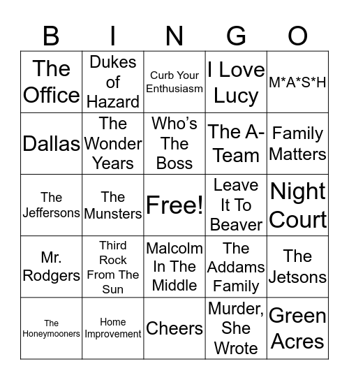Total Quiz Radio Bingo: TV Theme Edition Bingo Card