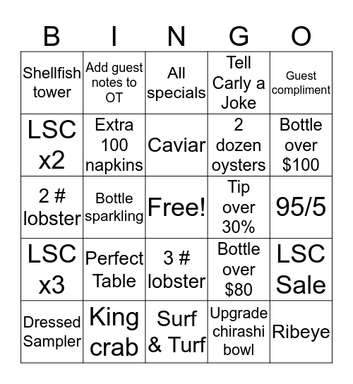 Blue Fin Bingo Card
