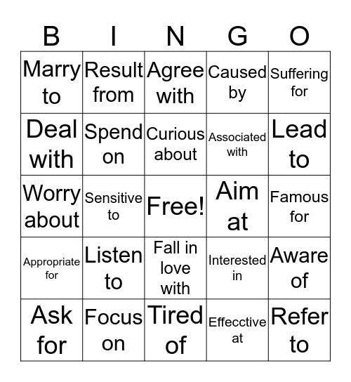 Collocations Bingo Card