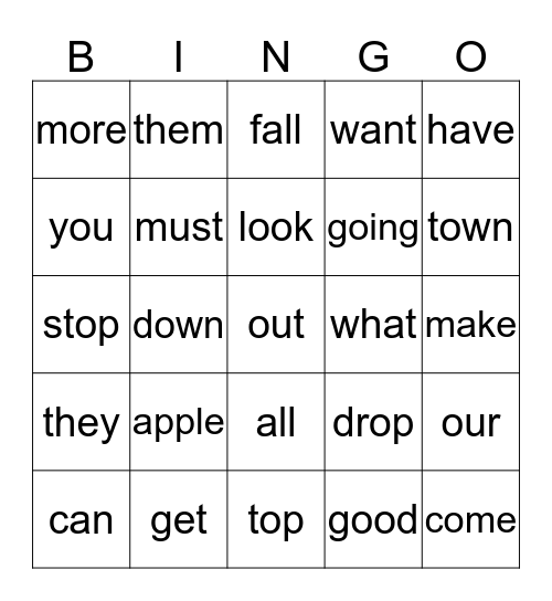 10 Apples Bingo Card