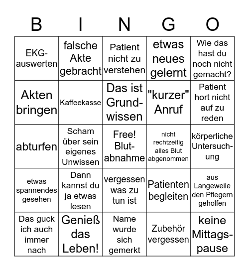 Blockpraktikanten Bingo Card