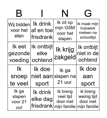 Gewoontebingo Card