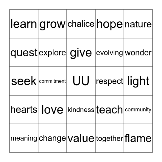 UU BINGO Card