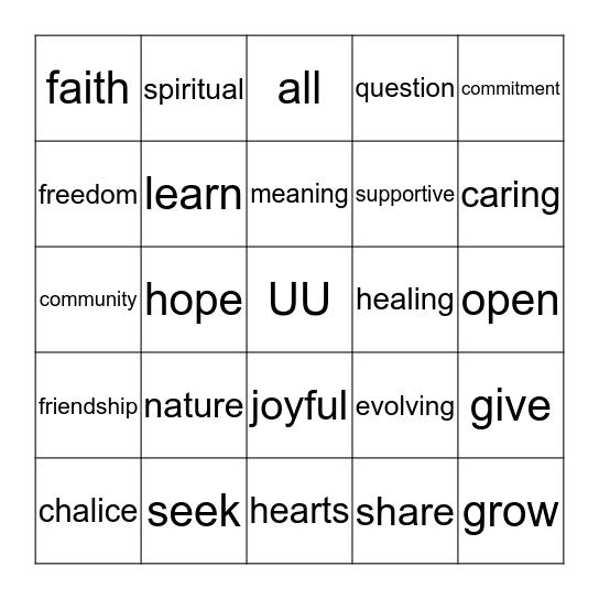 UU BINGO Card