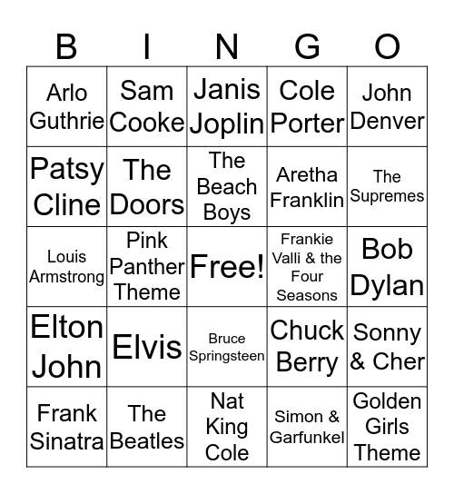 Music Bingo Card