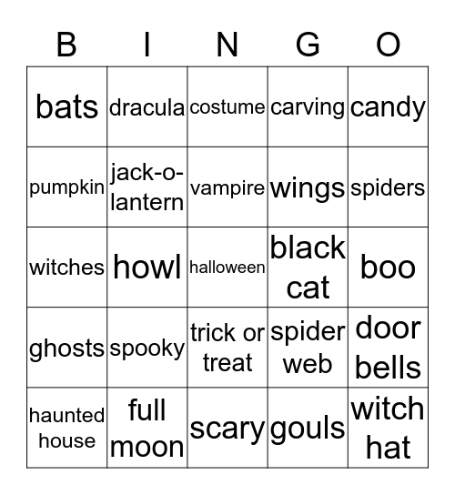 Halloween Fun Bingo Card