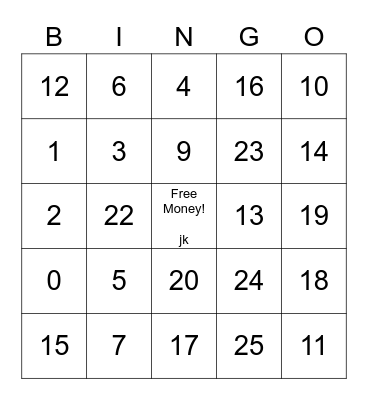 Bingo!!!! Bingo Card