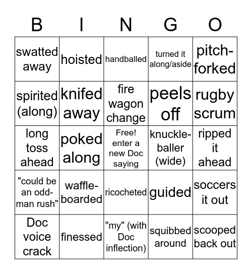 Doc Emrick Stanley Cup Bingo Card