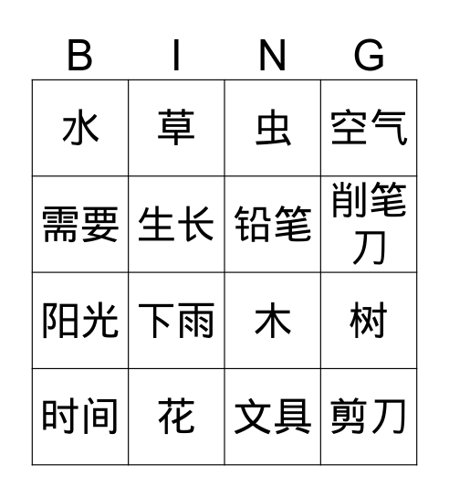 复习 Bingo Card