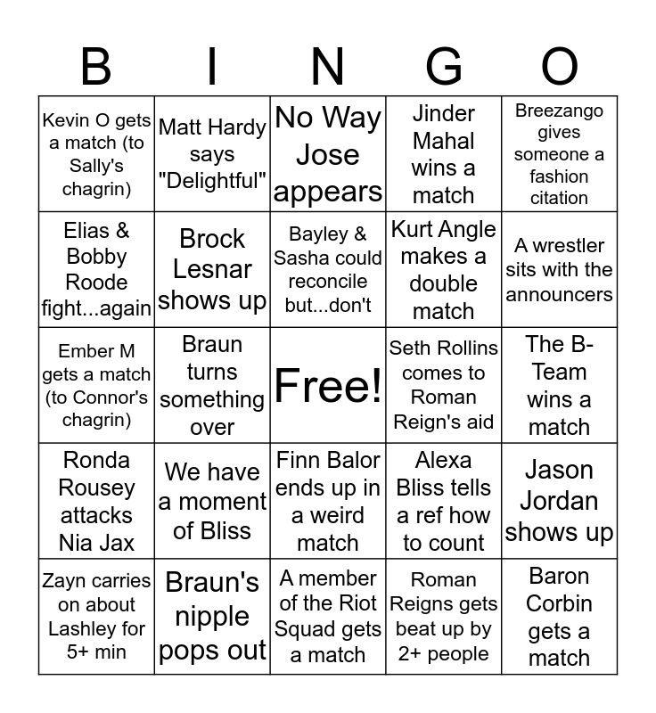 Raw Bingo Card