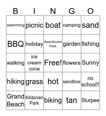 It's summer!!! Bingo Card