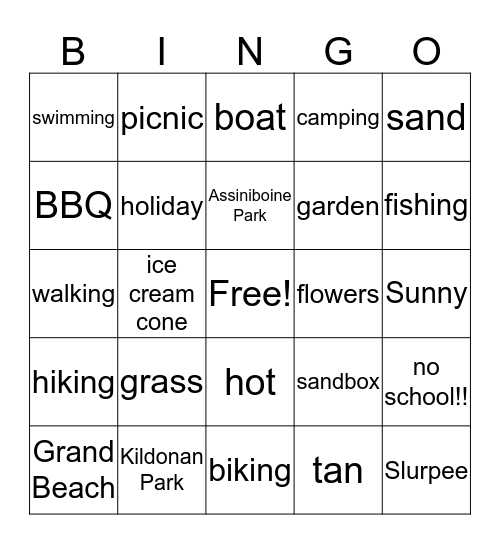 It's summer!!! Bingo Card
