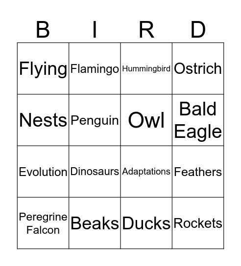 Bird Bingo! Bingo Card