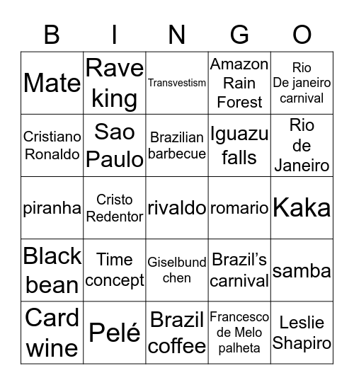 Brazil Bingo Card