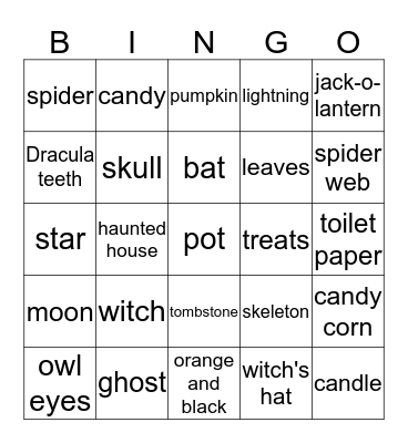 Halloween BINGO Card