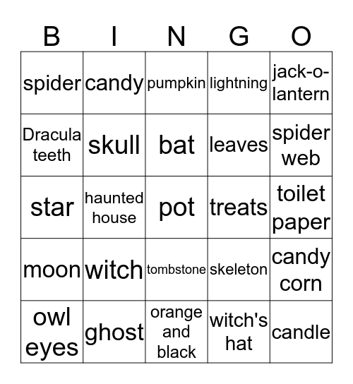 Halloween BINGO Card