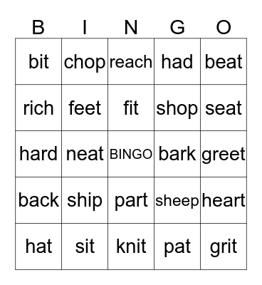 Synonyms bingo card Bingo Card