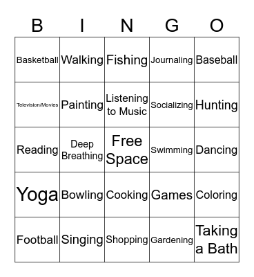 COPING SKILLS Bingo Card