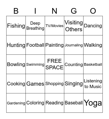 COPING SKILLS Bingo Card