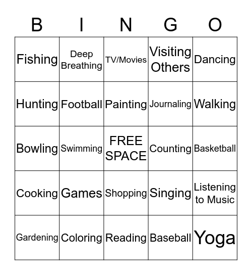 COPING SKILLS Bingo Card