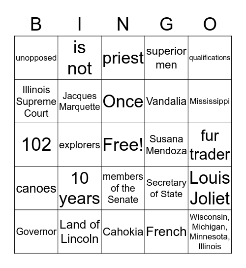 Illinois Constitution Part 3 Bingo Card