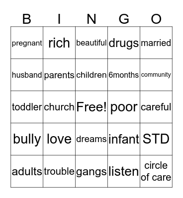 LIFE Bingo Card