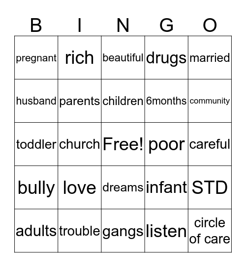 LIFE Bingo Card