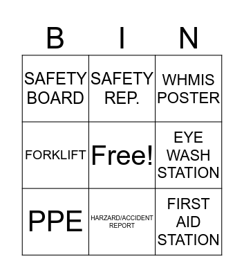 SAFETY BINGO Card