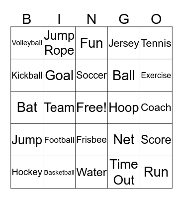 PE Bingo Card