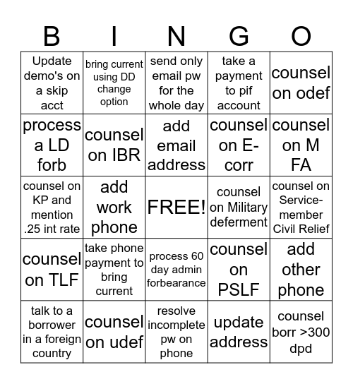 TEAM LAURA BINGO Card