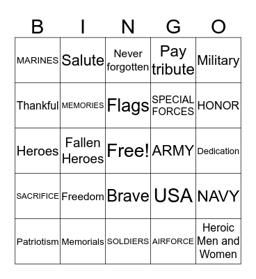 MEMORIAL DAY BINGO Card