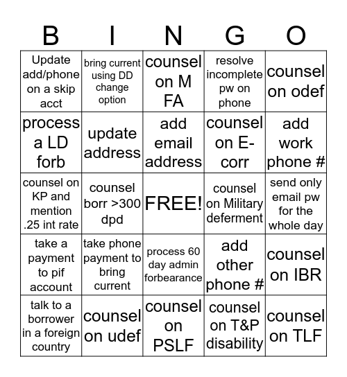 TEAM LAURA BINGO Card