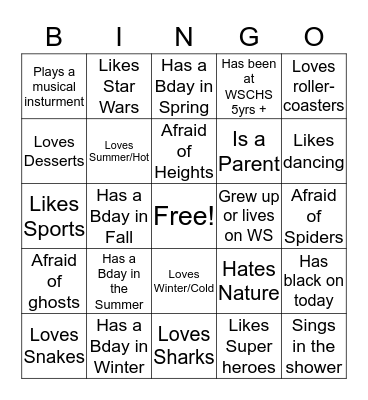 Find someone who Bingo Card