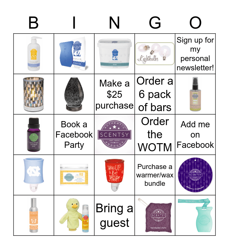 Scentsy Bingo Card