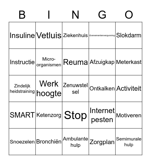 Helpende Zorg & Welzijn Bingo Card