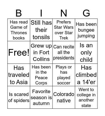 Core Training May/June 2018 Bingo Card