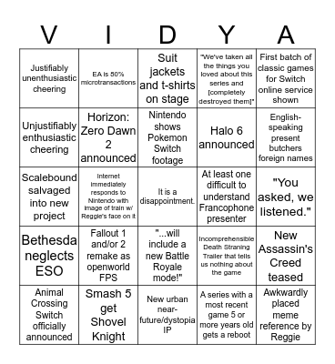 E3 Pachinko Bingo Card