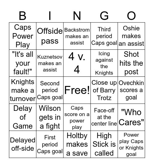 All Caps Bingo Card