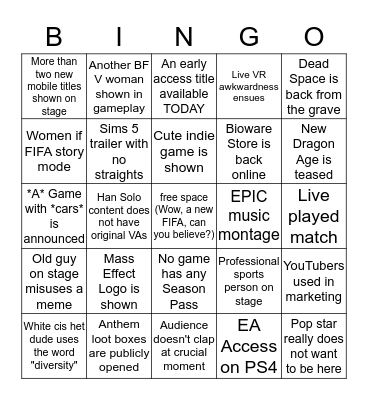 EA Bingo Card