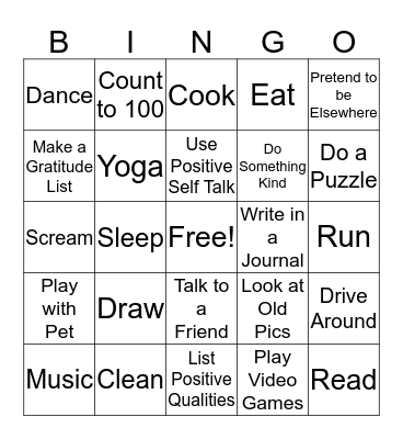 Coping Skills! Bingo Card