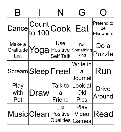 Coping Skills! Bingo Card