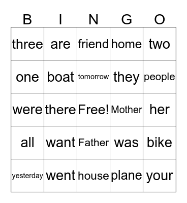 Bingo! Bingo Card