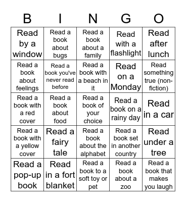 2018 Summer Reading Challenge - child Bingo Card