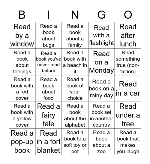 2018 Summer Reading Challenge - child Bingo Card