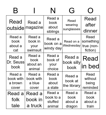 2018 Summer Reading Challenge - child Bingo Card