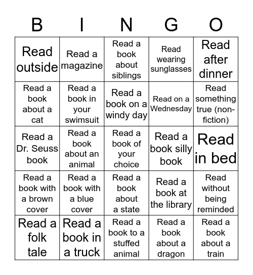 2018 Summer Reading Challenge - child Bingo Card