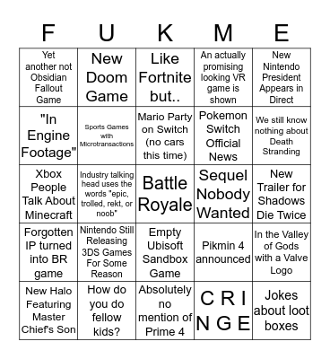 I Never Asked For This Bingo Card