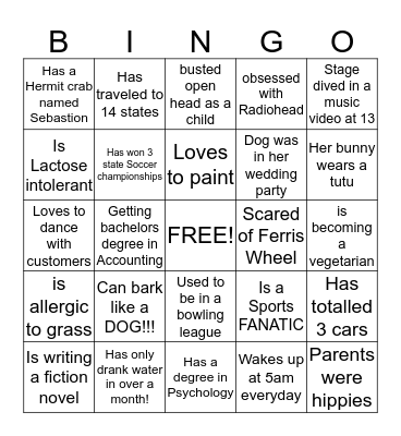 PAC SUN BINGO Card