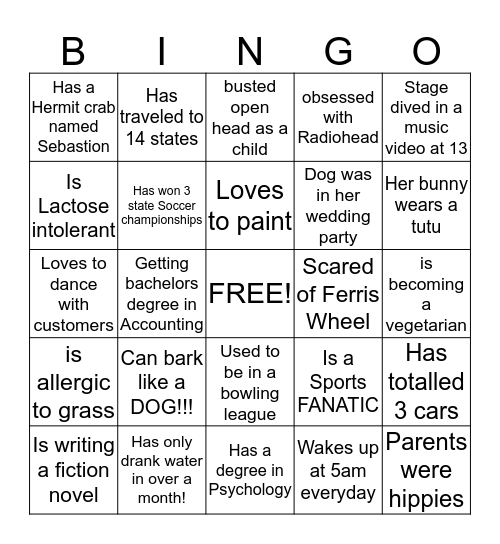 PAC SUN BINGO Card