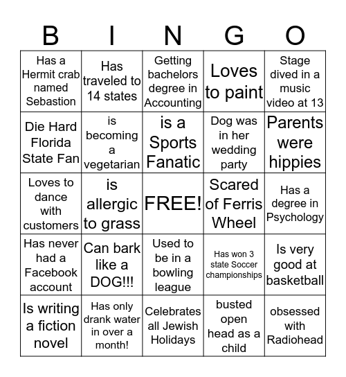 PAC SUN BINGO Card